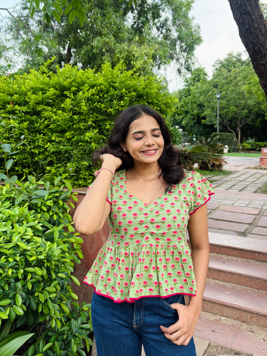 Ziva Green Peplum Top