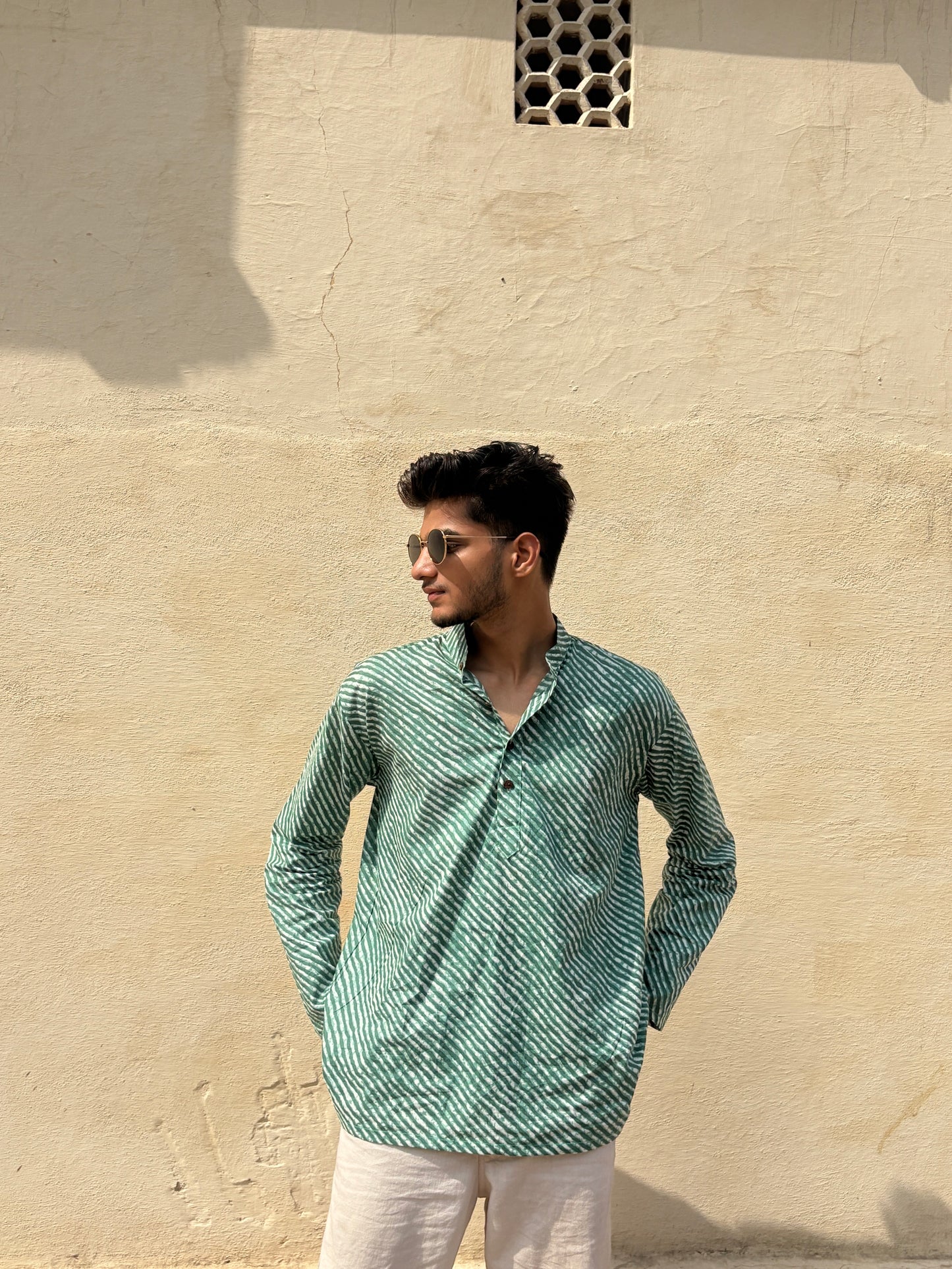 Leher Kurta - The Dhaaris Edition Light Green Print