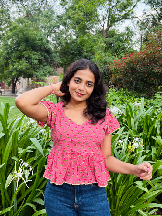 Ziva Pink Peplum Top