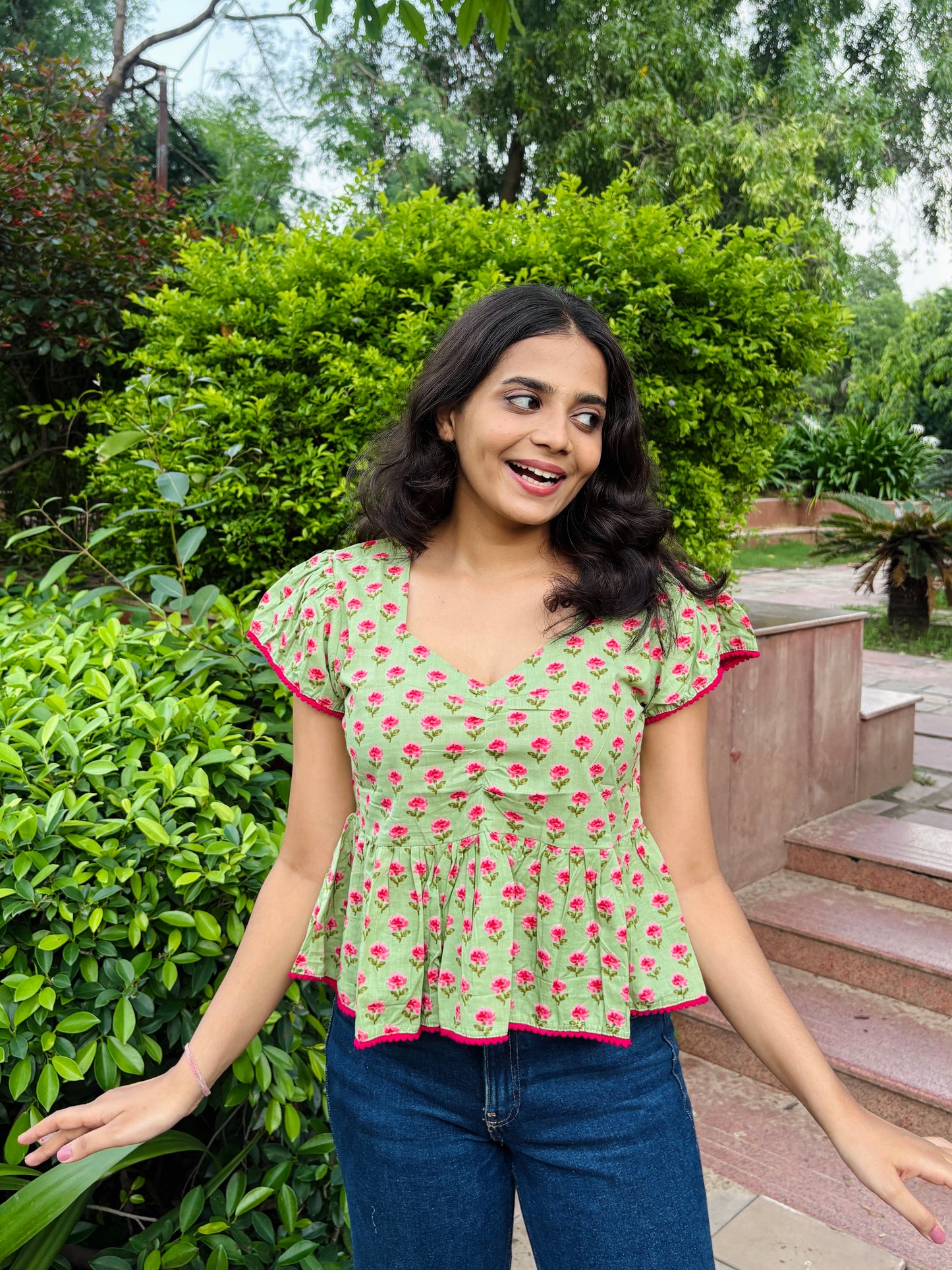 Ziva Green Peplum Top