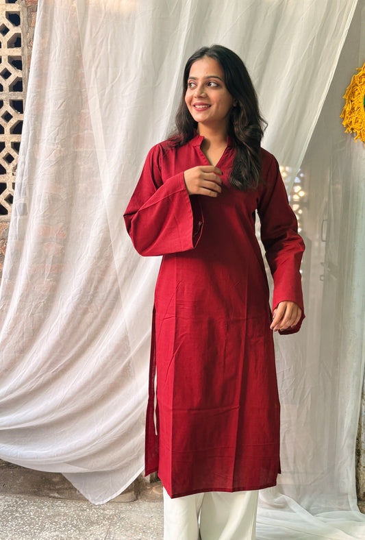 Mulberry Straight Fit Collar-neck Kurti