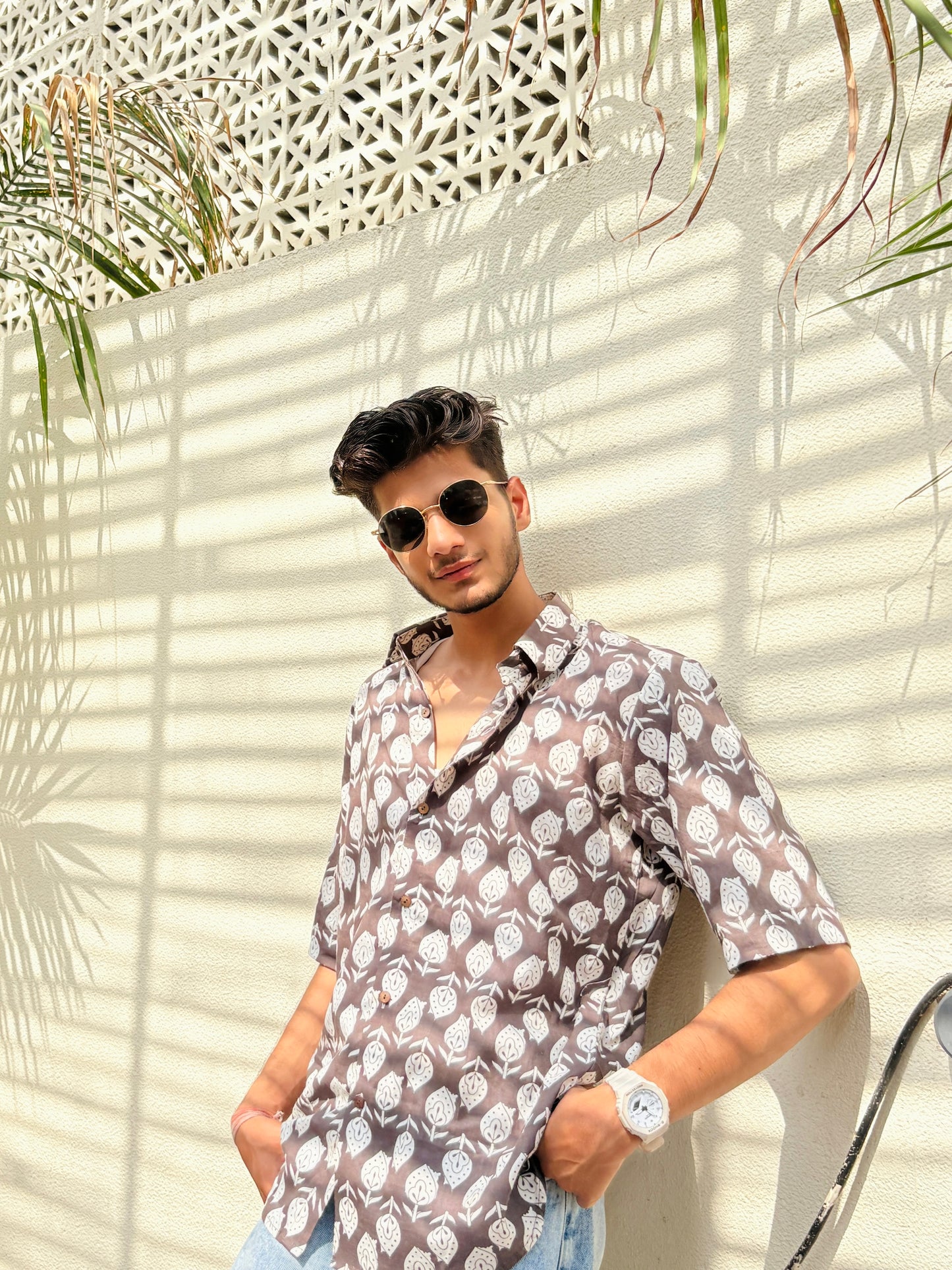 The Banjaara Brown and White oversize Shirt