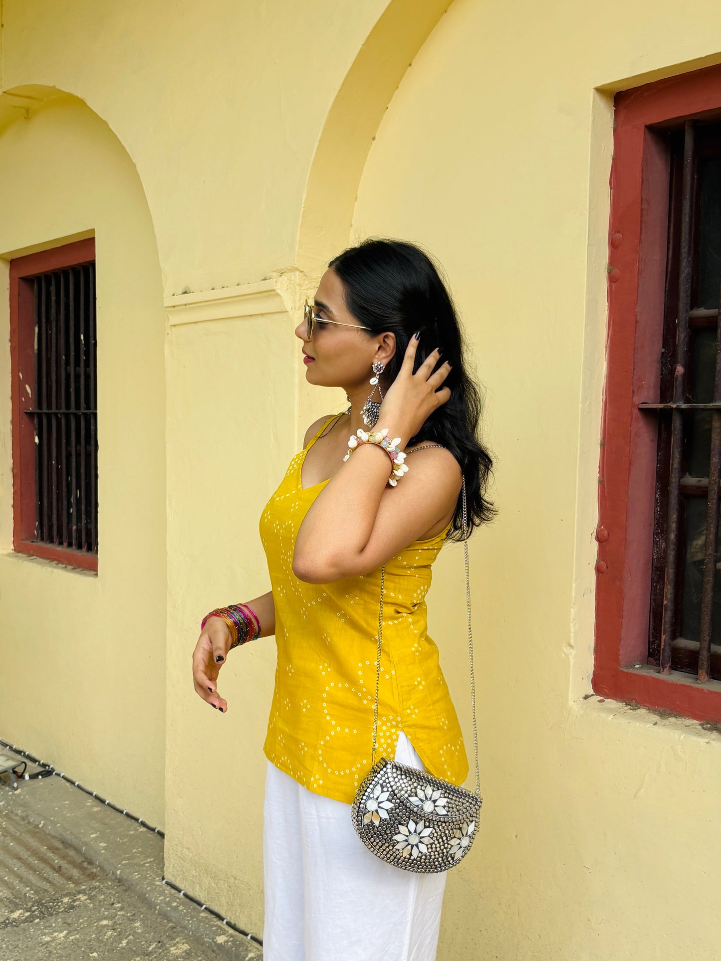 Phoolwari - V neck Strap Kurti