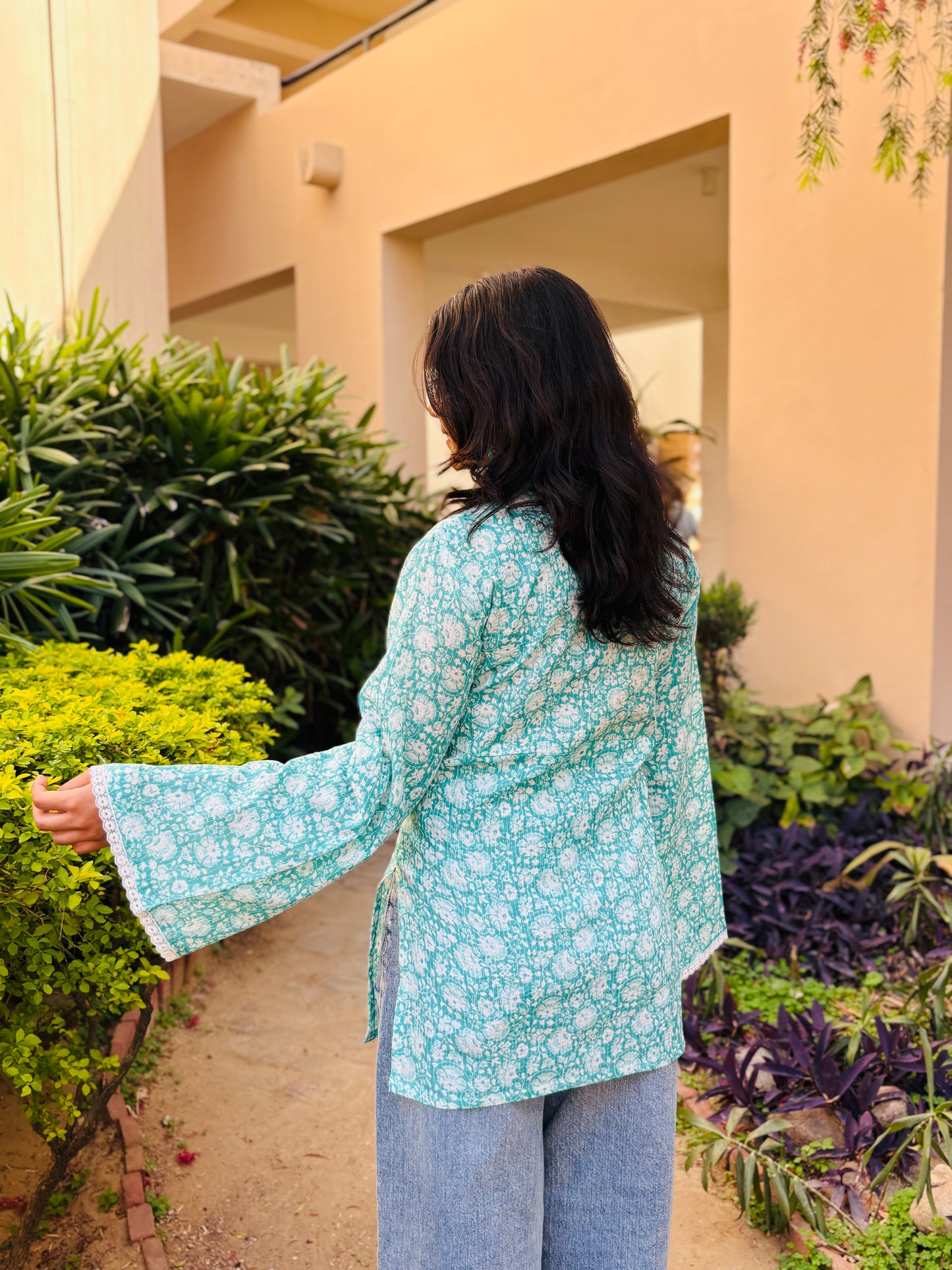 Meher Kurti (Sky Blue Handblock )