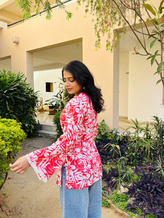 Gulnaar Kurti (Classic Floral Pink )