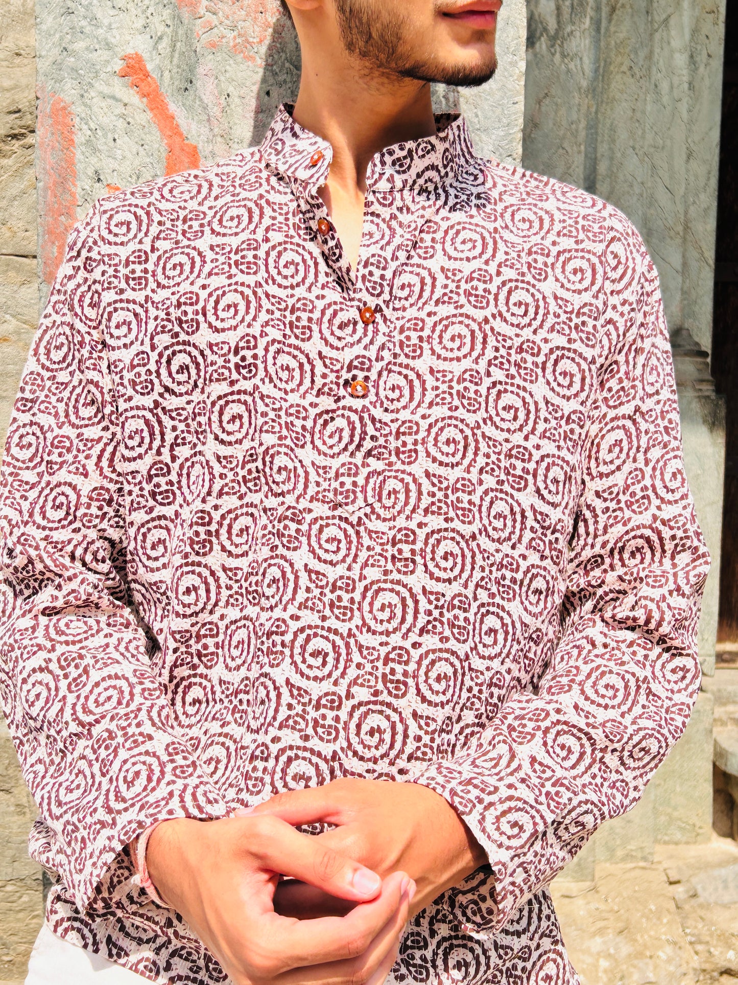 Mridaan Kurta – Katha Fabric Brown Print