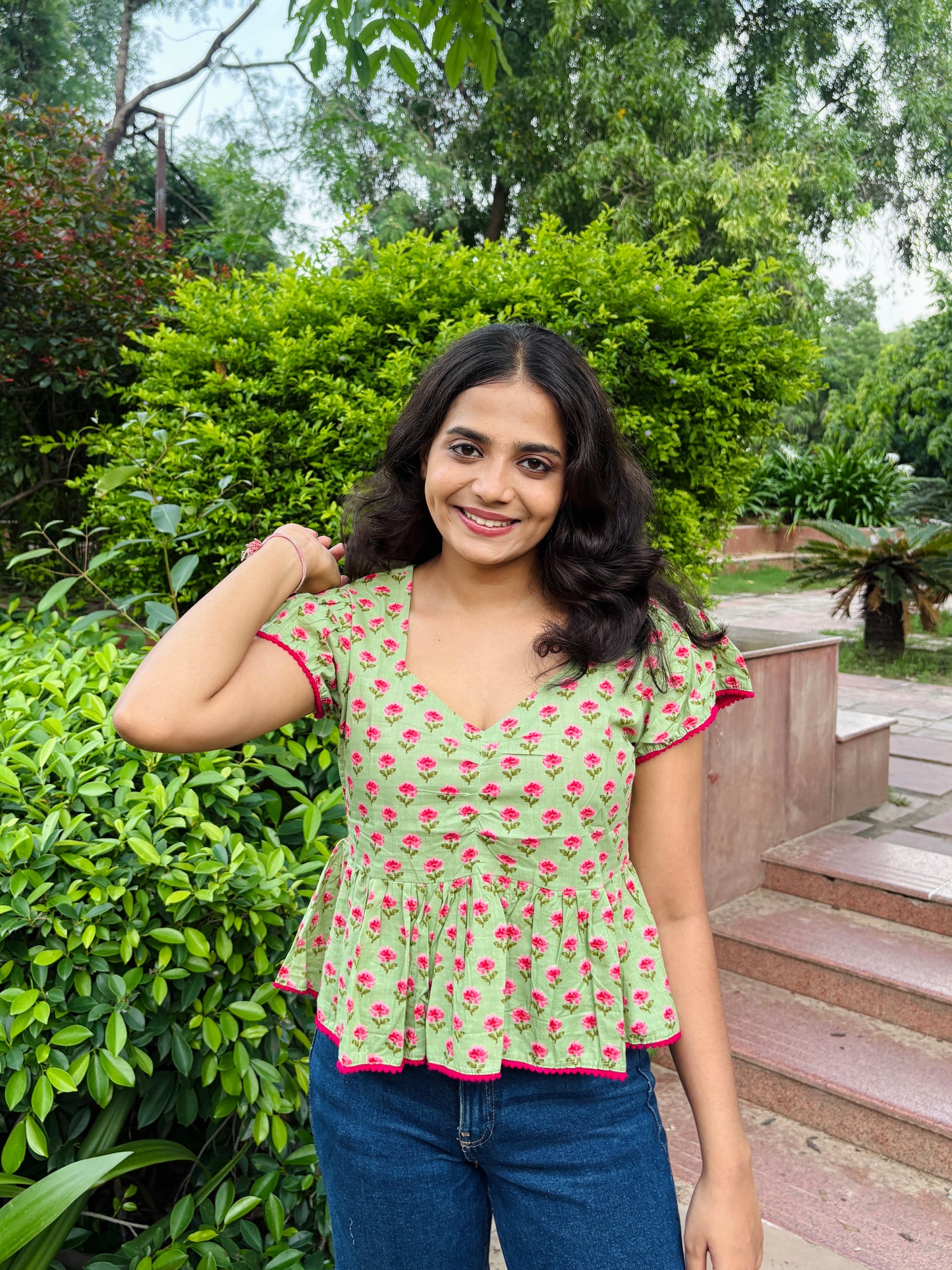 Ziva Green Peplum Top