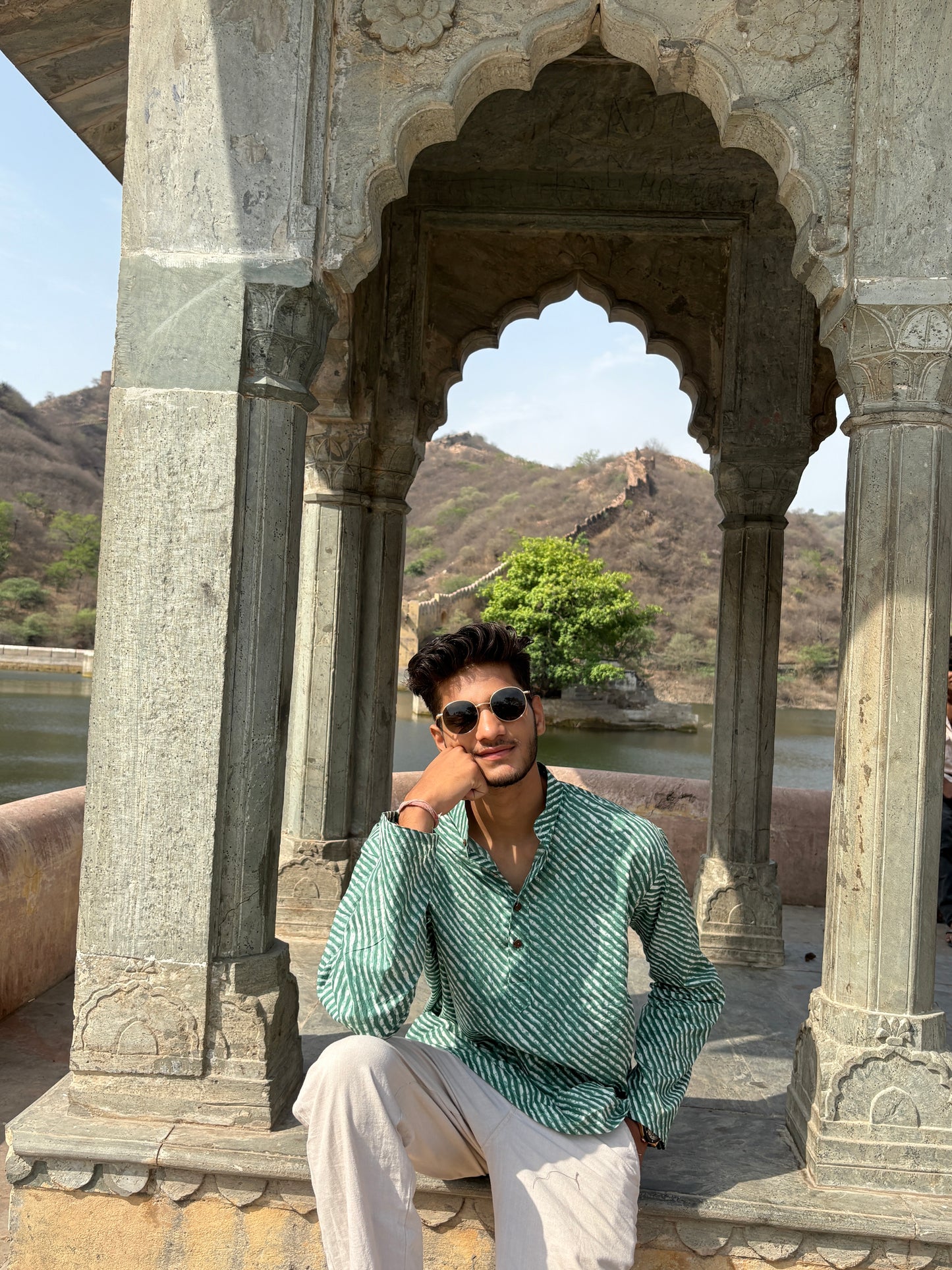 Leher Kurta - The Dhaaris Edition Light Green Print