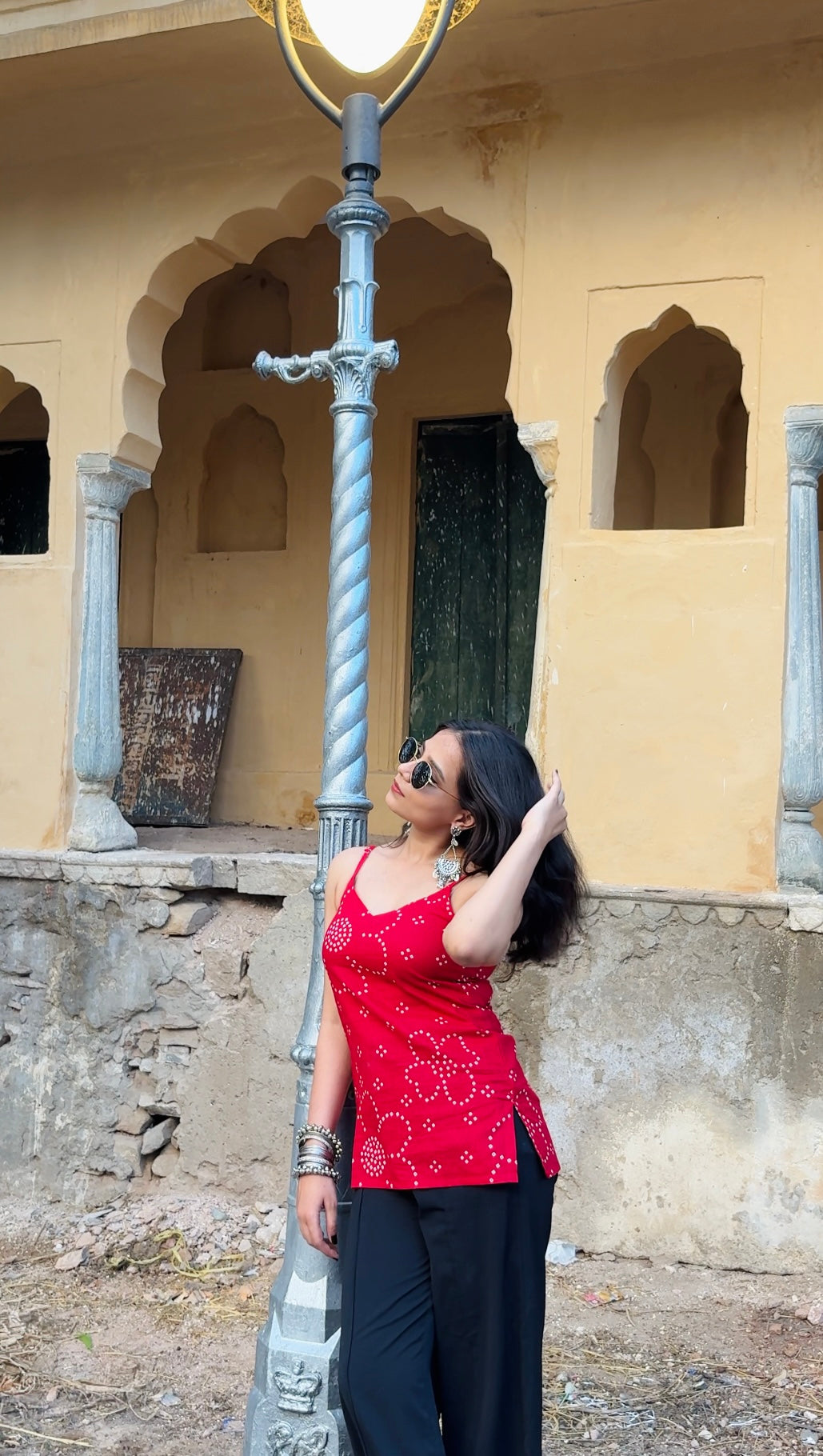 Laal Bijli - V neck Strap Kurti
