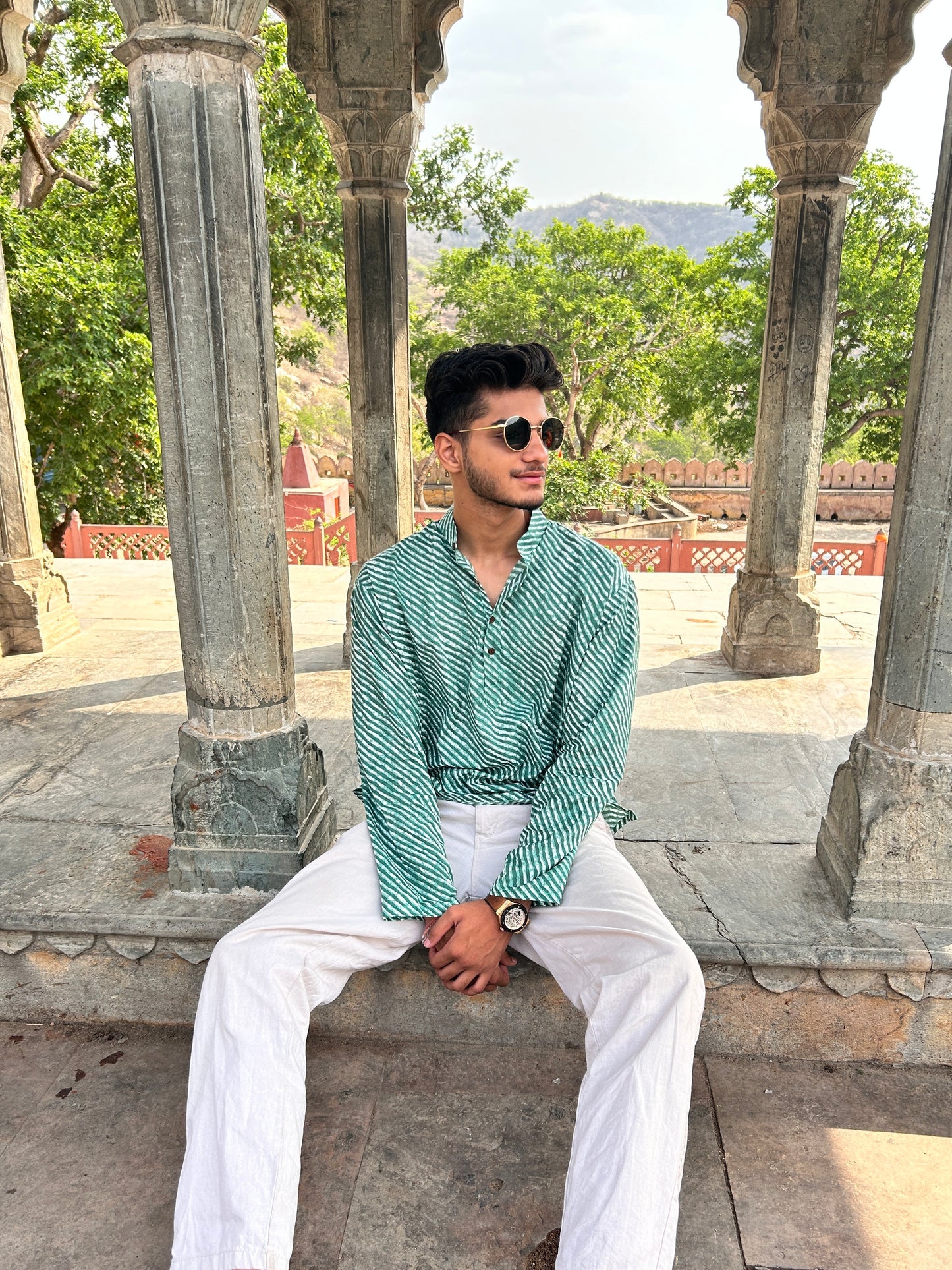 Leher Kurta - The Dhaaris Edition Light Green Print