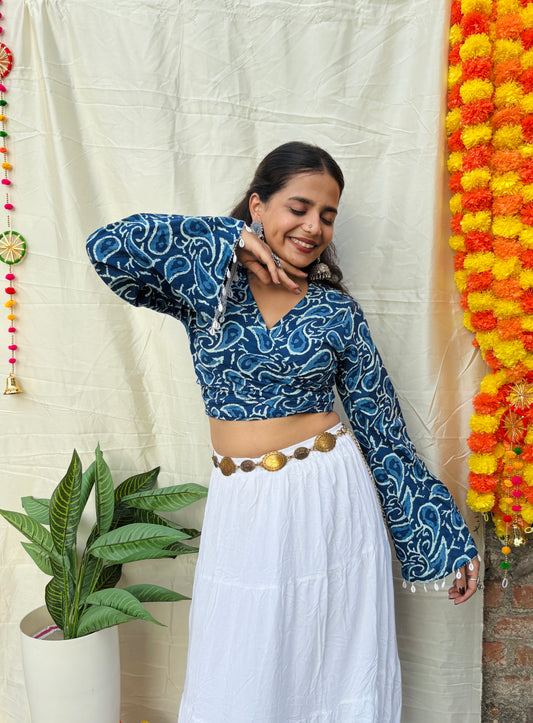 Eraa Wrap-around Bell Sleeves Top