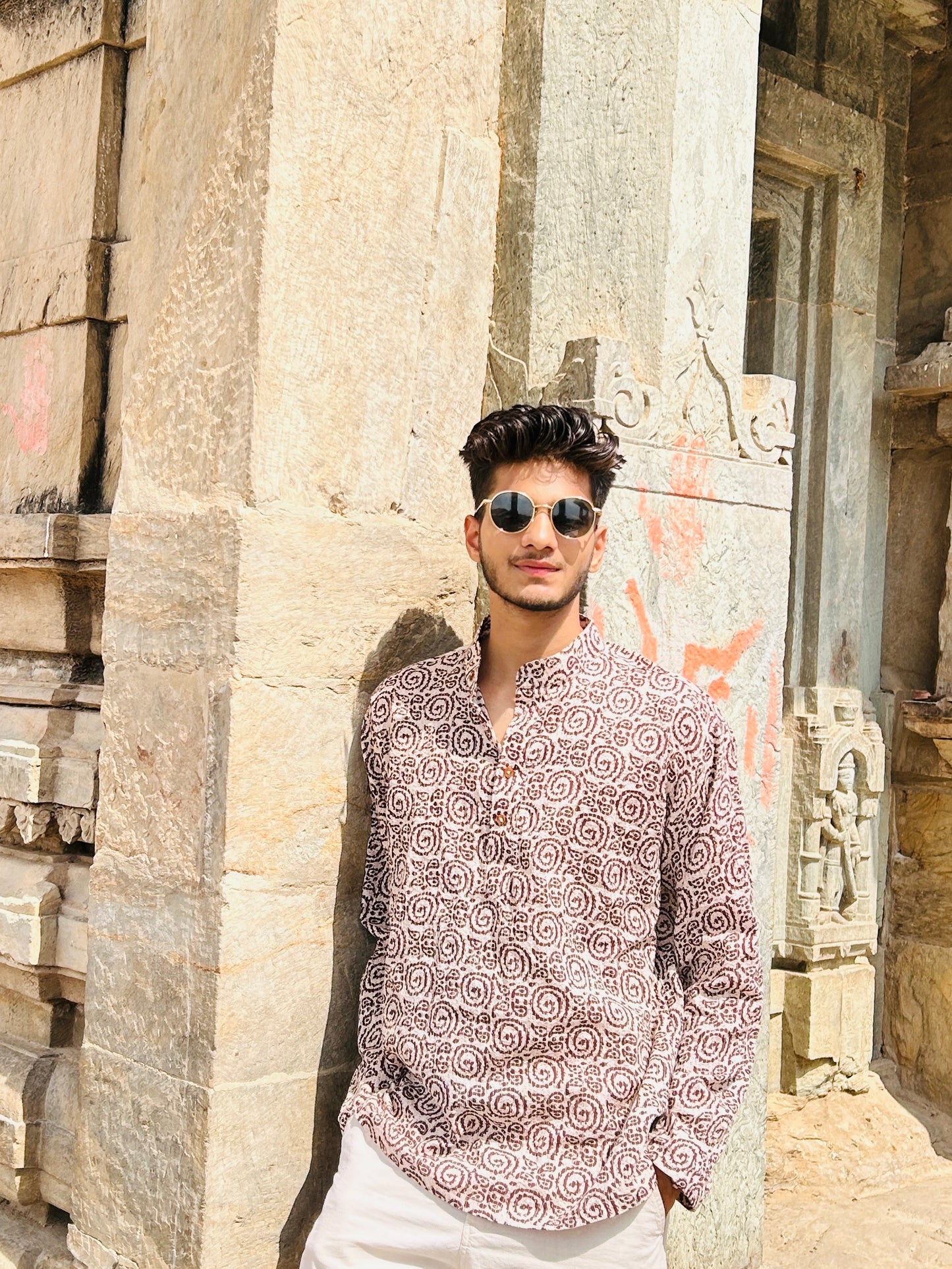 Mridaan Kurta – Katha Fabric Brown Print