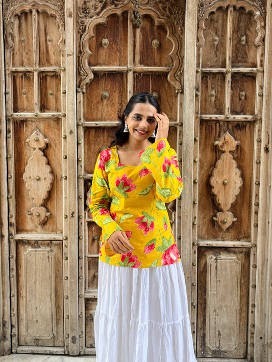 Preet Bell Sleeve Square Neck Kurti