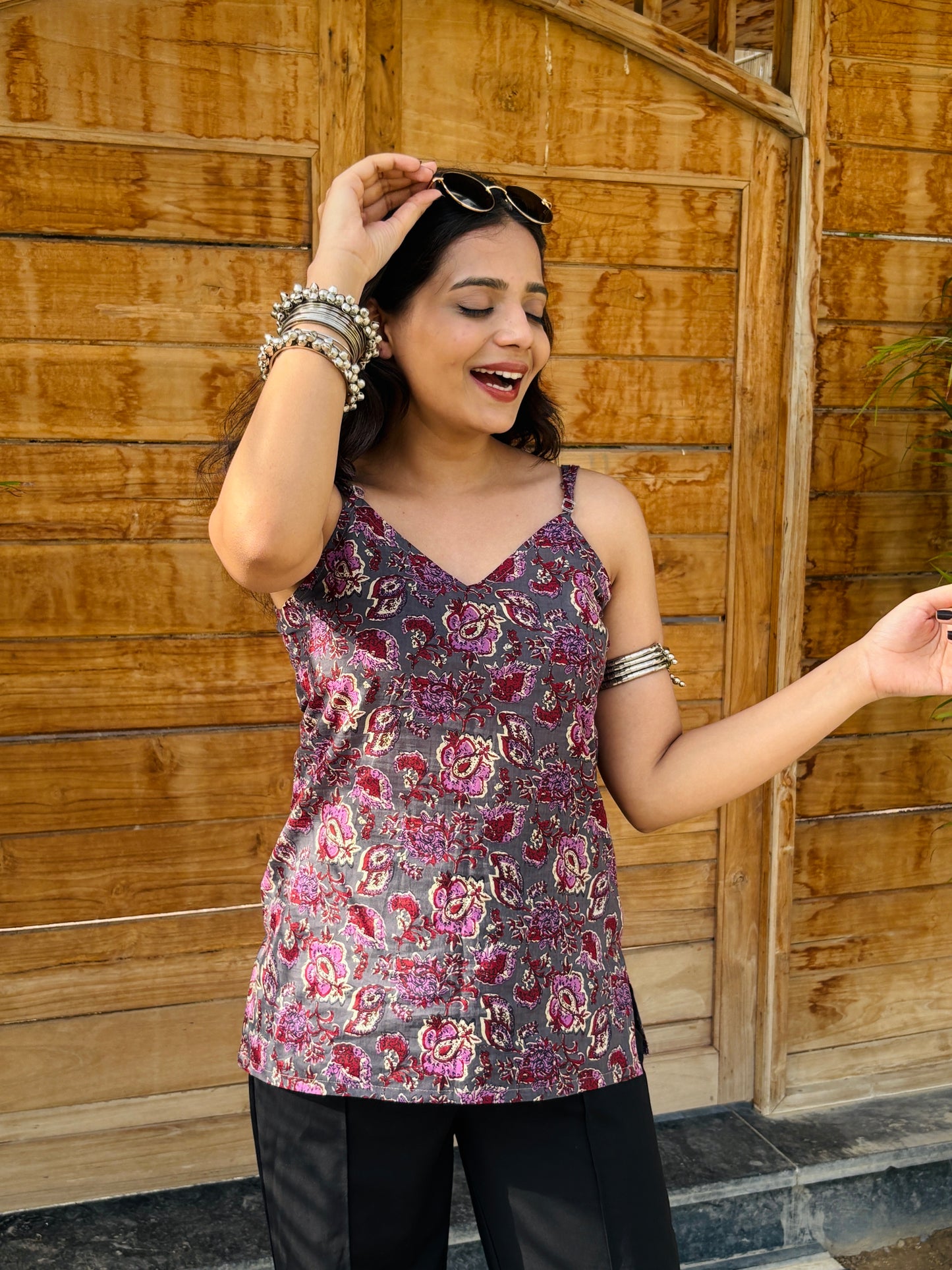 Rasrang - V neck Strap Kurti