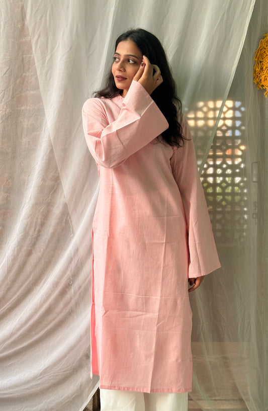 Berry Blush Straight Fit Collar-neck Kurti