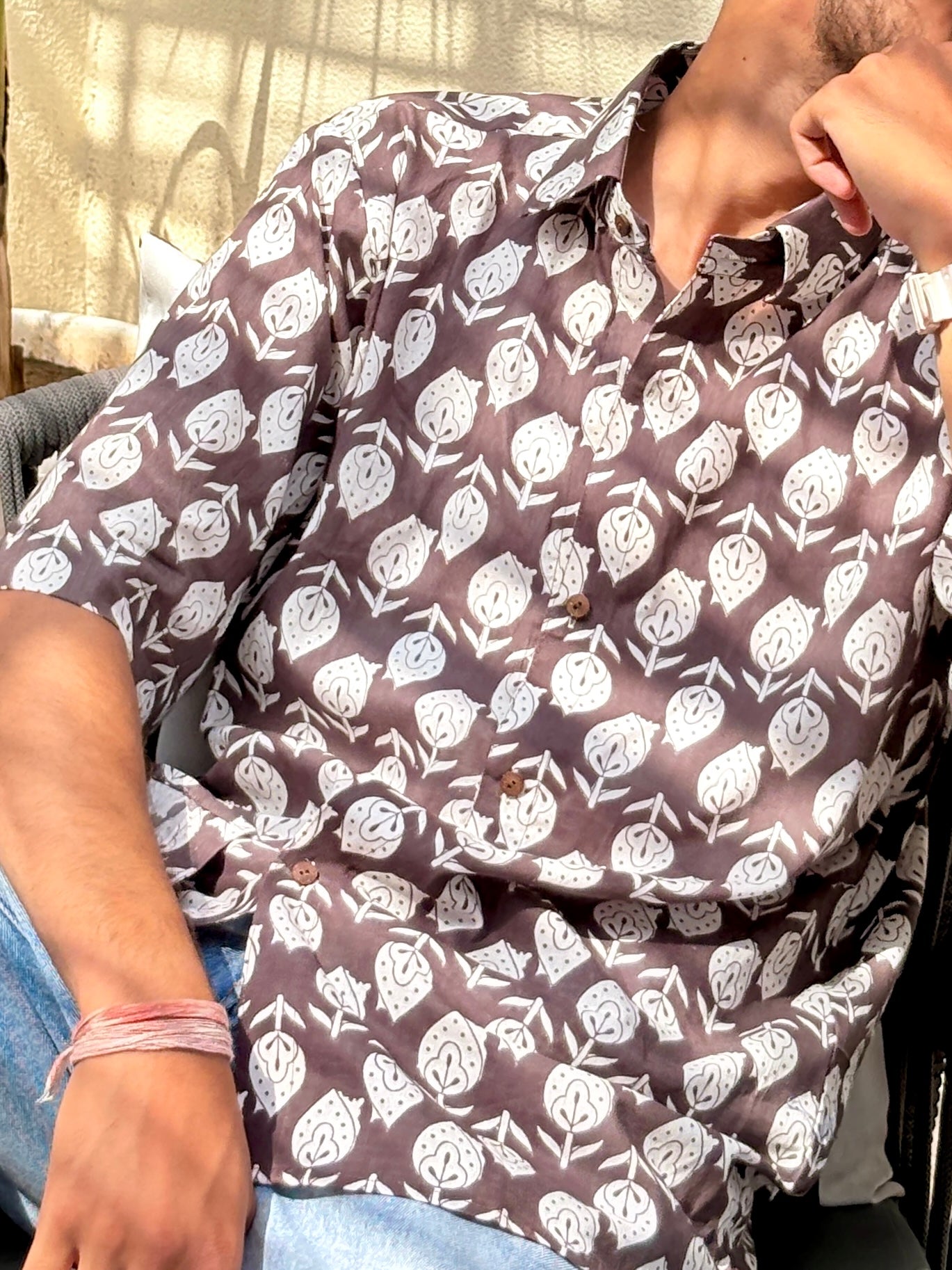 The Banjaara Brown and White oversize Shirt