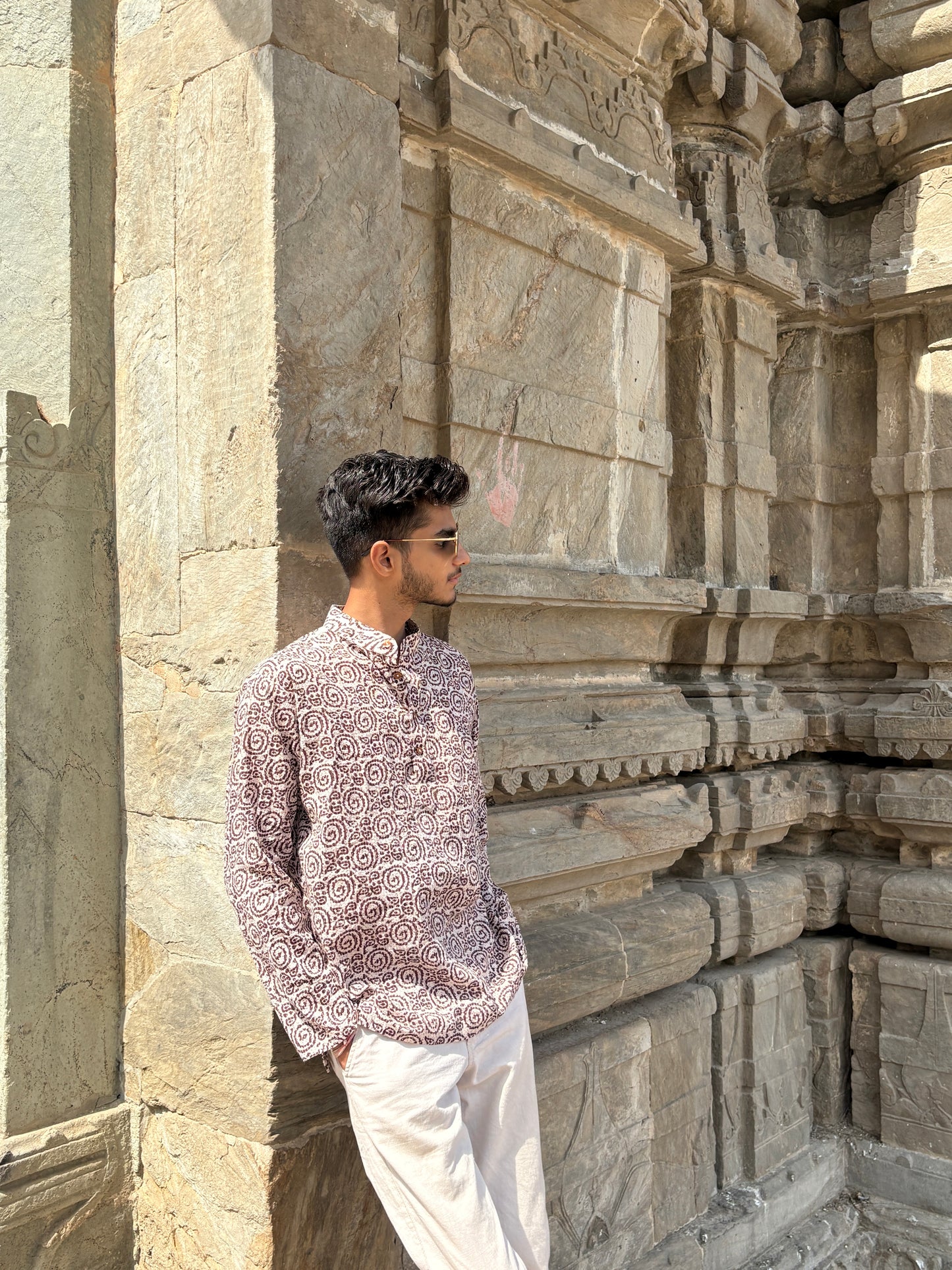Mridaan Kurta – Katha Fabric Brown Print
