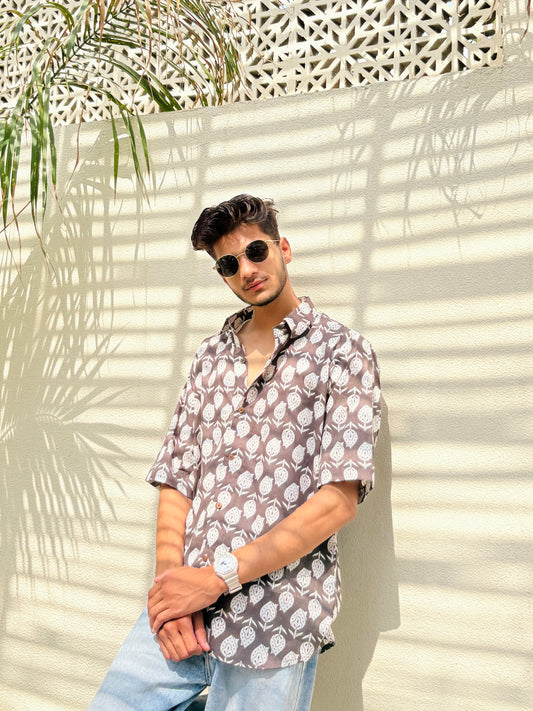 The  Banjaara Brown and White oversize Shirt