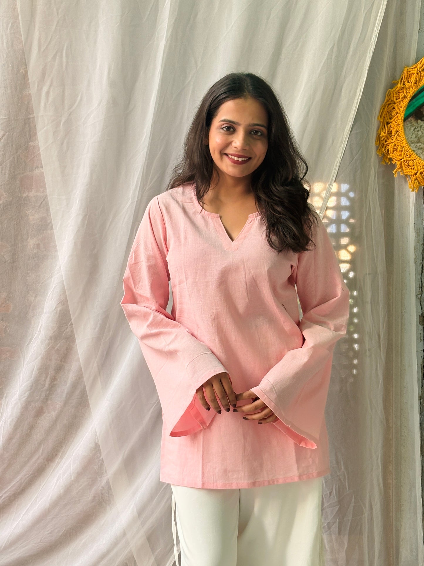 Berry -Blush Short V-Neck Kurti