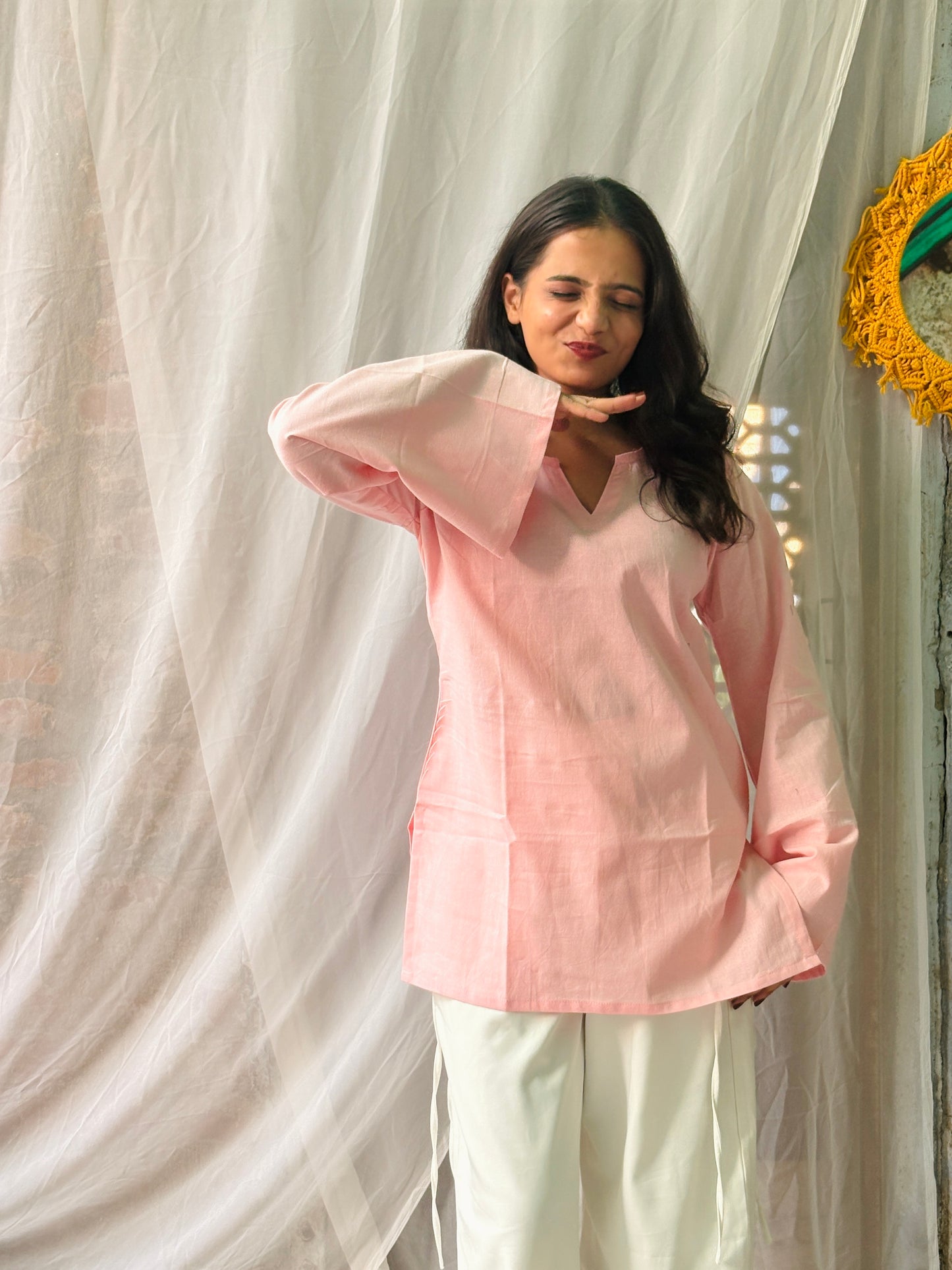 Berry -Blush Short V-Neck Kurti