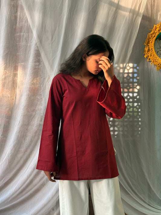 Mulberry V-neck Short Kurti