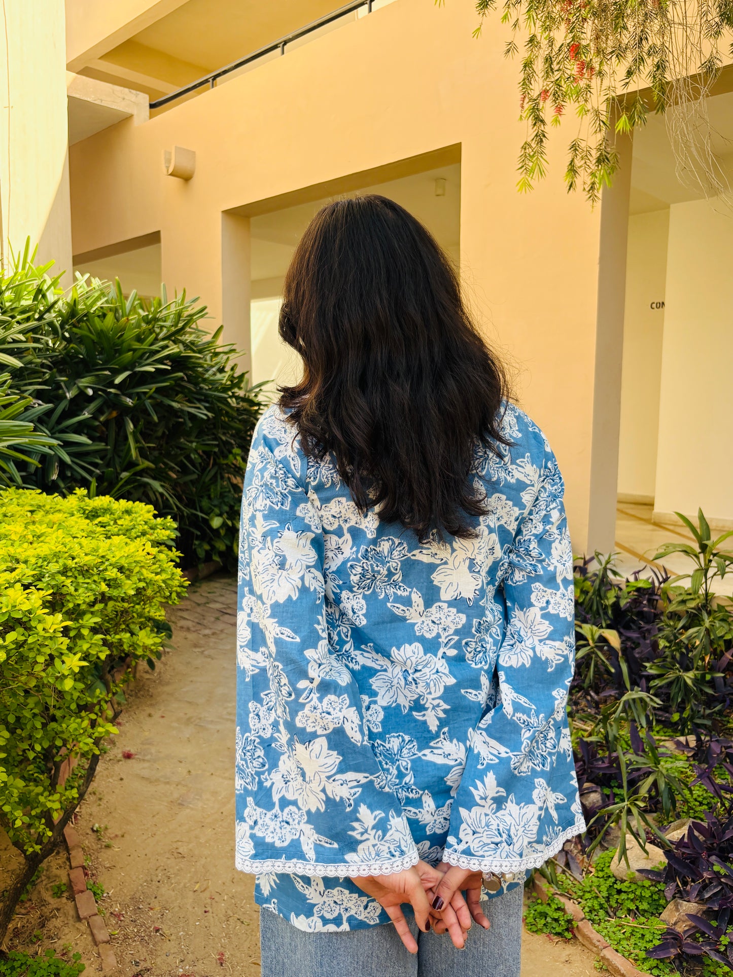 Neelika Kurti (Blue Floral Print )