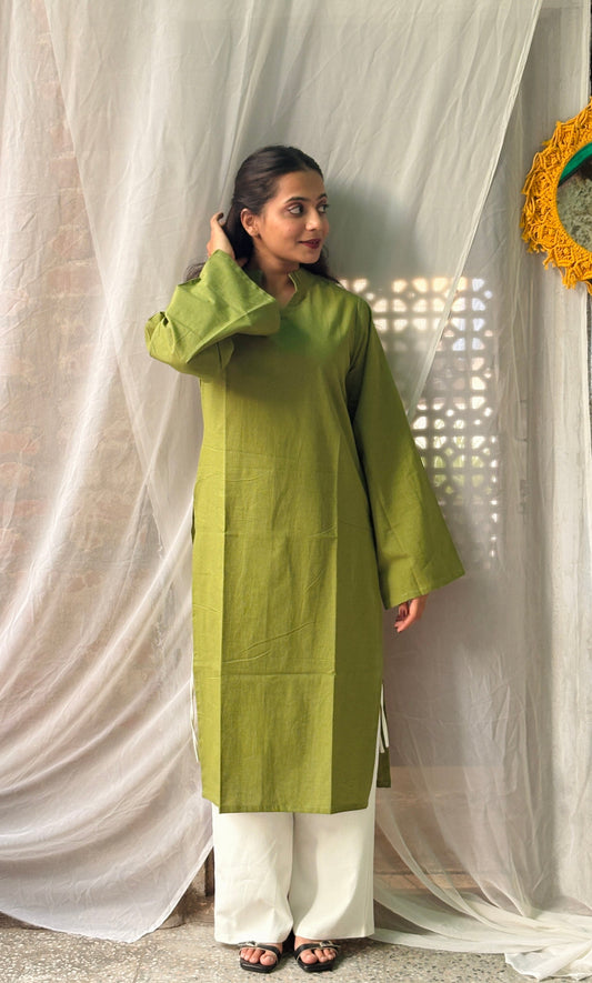 The Matcha Straight Fit Collar-neck Kurti
