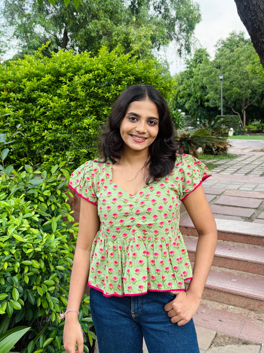Ziva Green Peplum Top