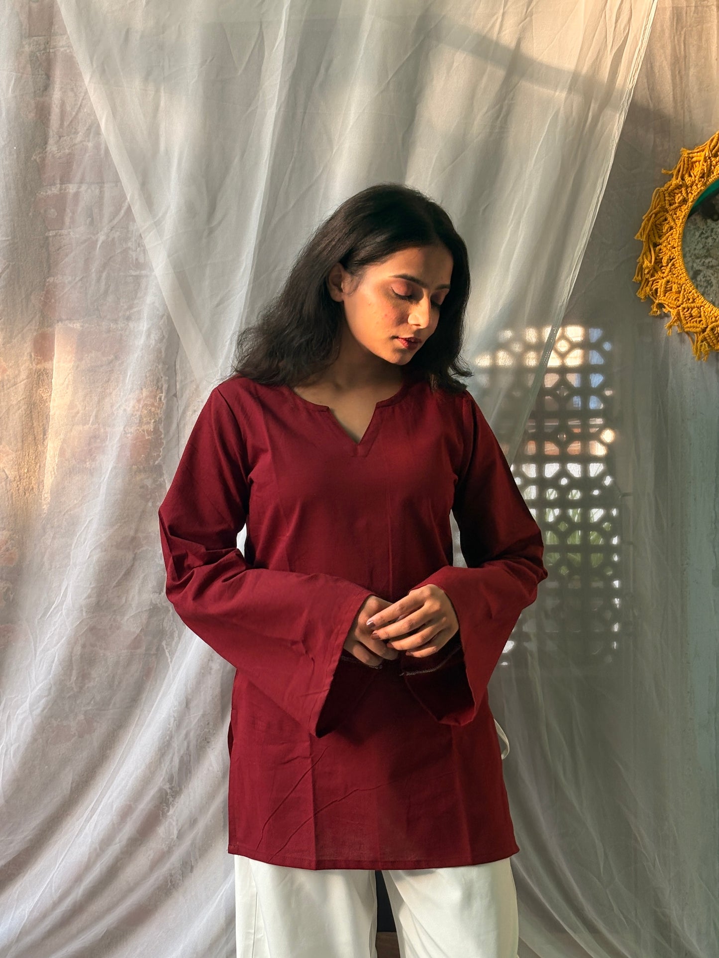 Mulberry V-neck Short Kurti