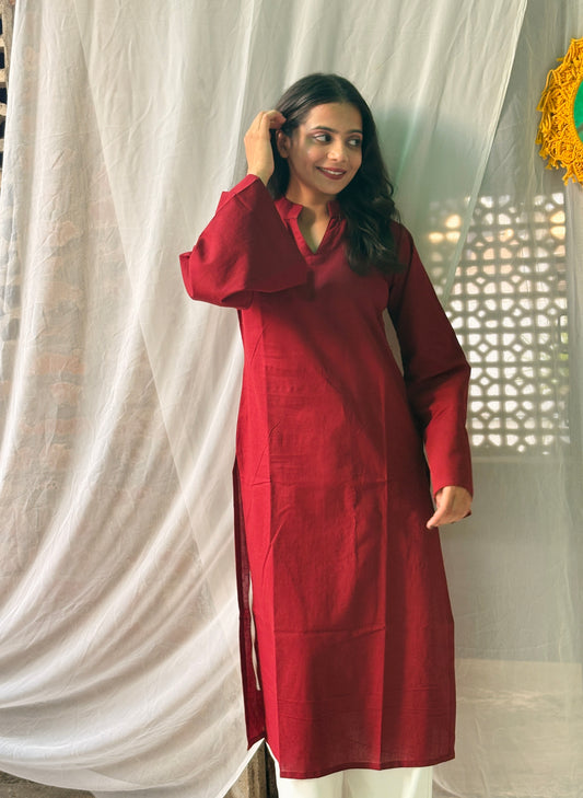 Mulberry Straight Fit Collar-neck Kurti