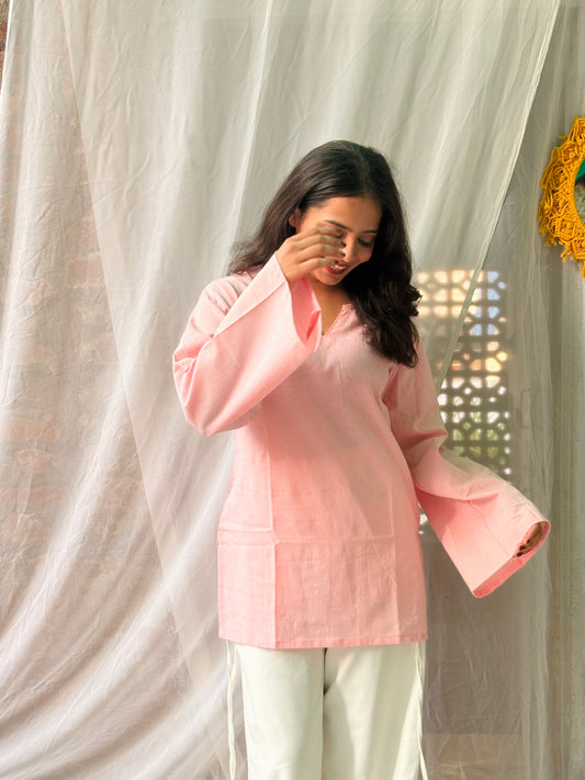 Berry -Blush Short V-Neck Kurti