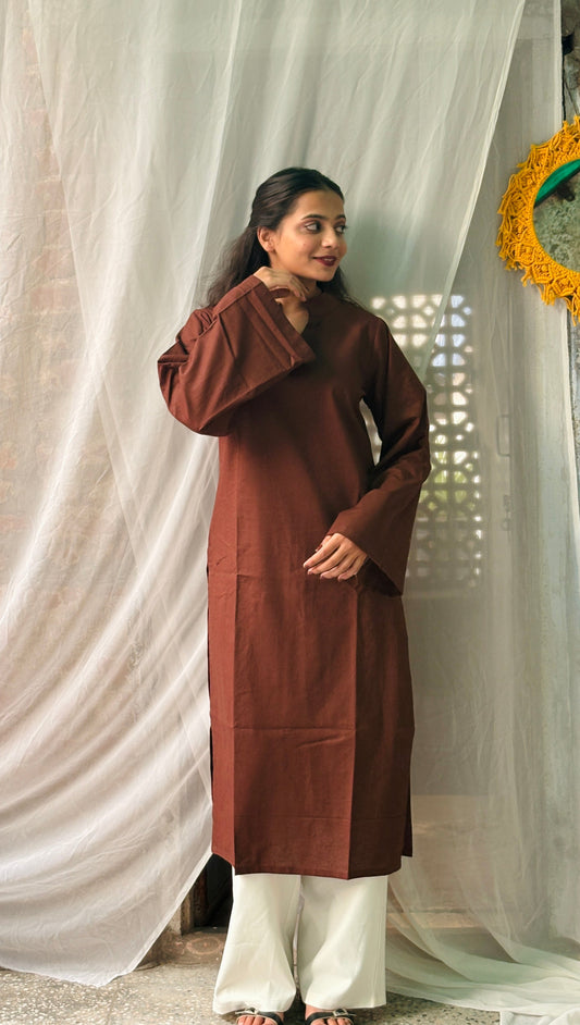 Cocoa Straight Fit Collar- neck Kurti