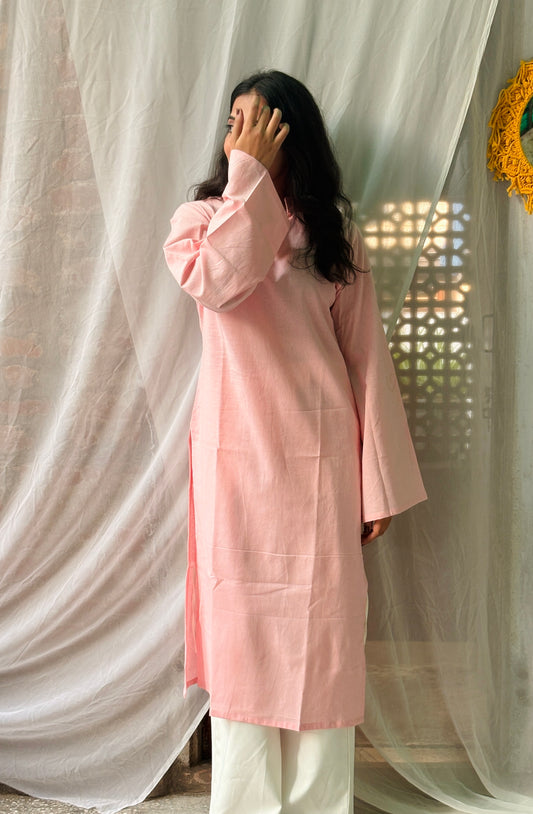 Berry Blush Straight Fit Collar-neck Kurti