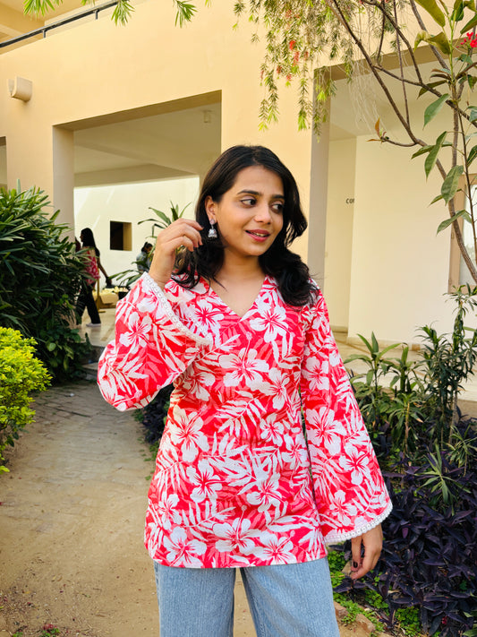 Gulnaar Kurti (Classic Floral Pink )