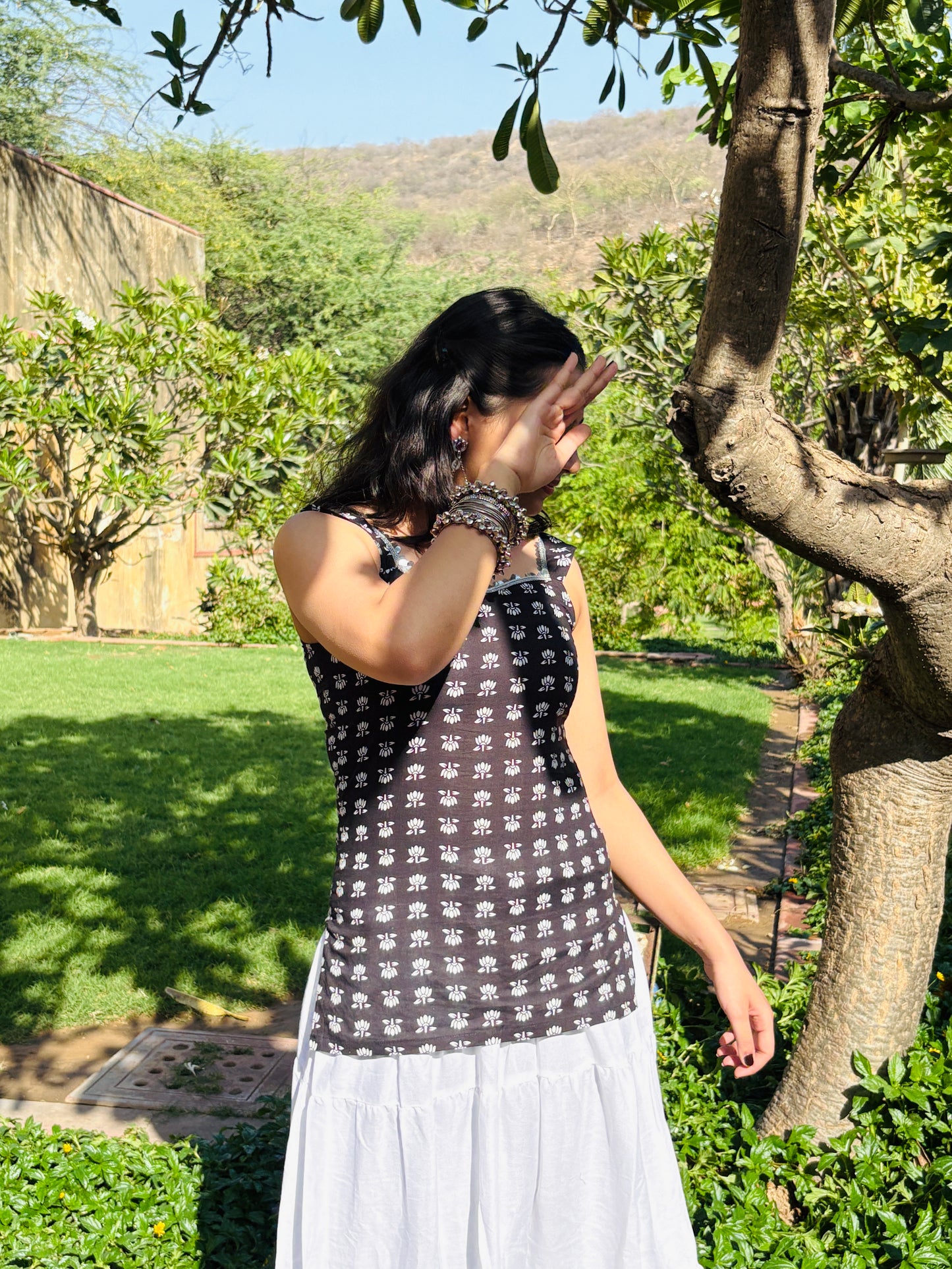 Kamli Kurti (Black & White ) -Midnight Lotus Tales