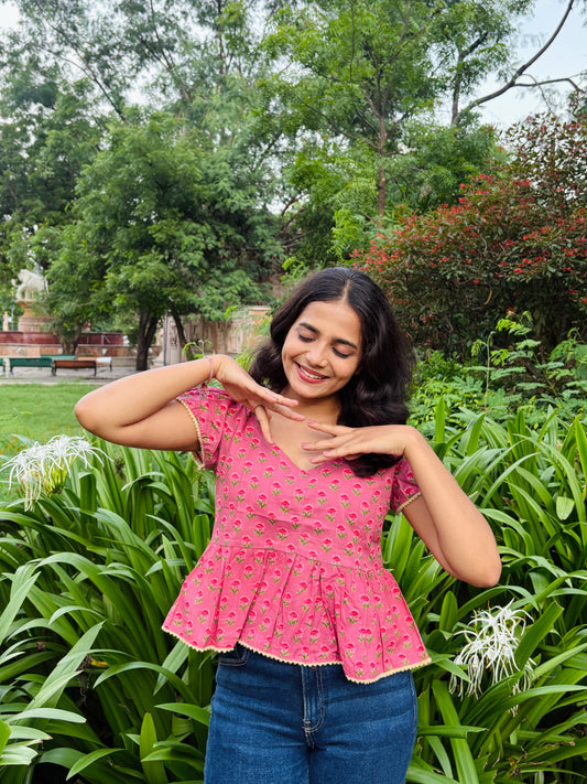 Ziva Pink Peplum Top