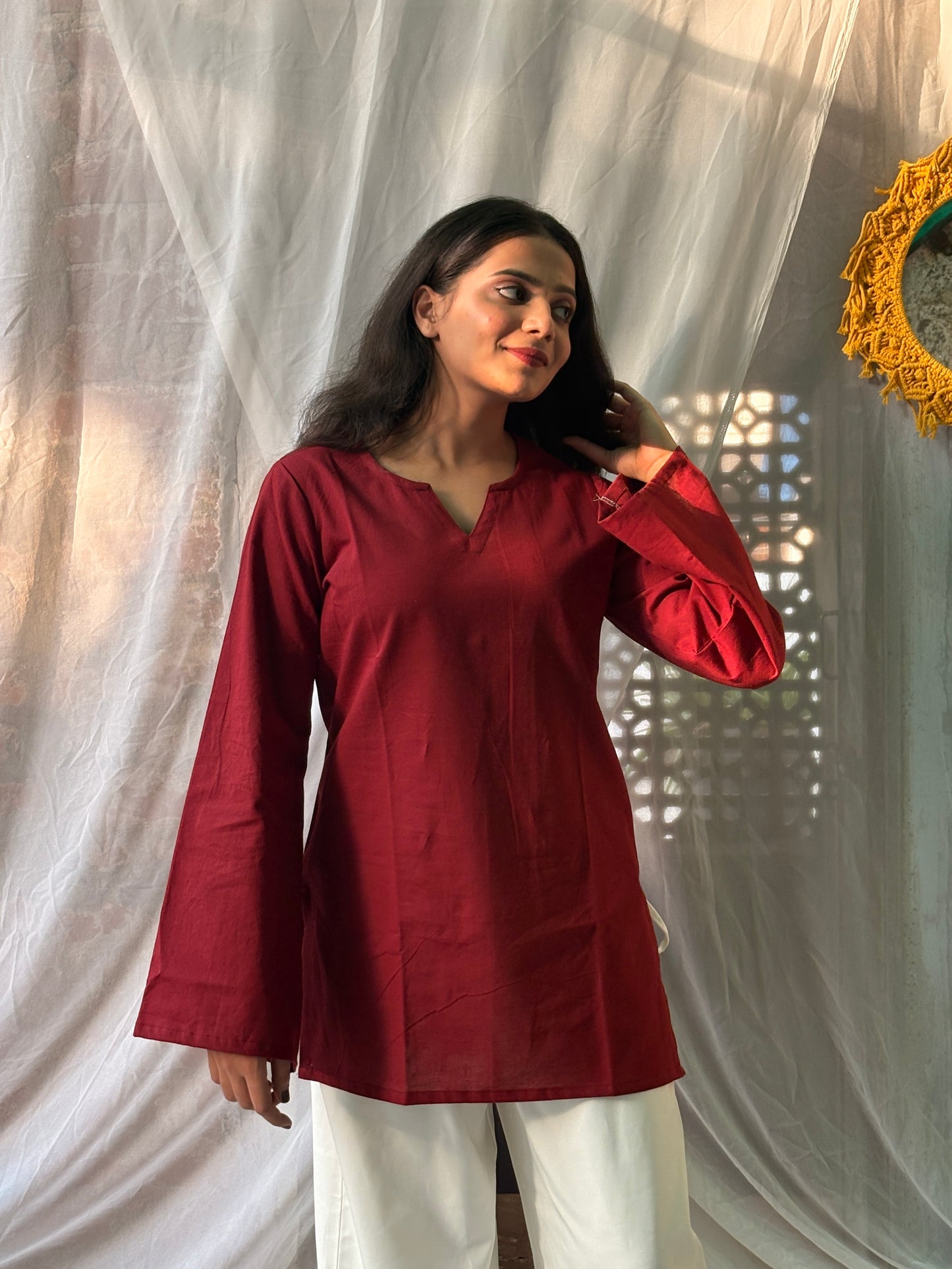 Mulberry V-neck Short Kurti