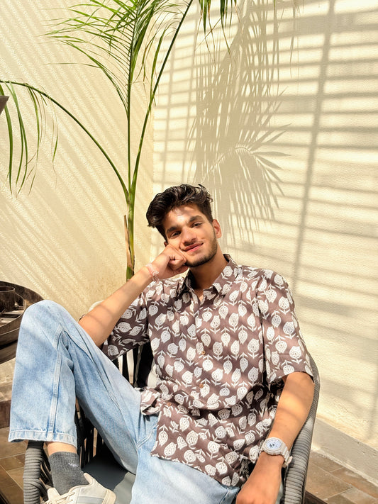 The  Banjaara Brown and White oversize Shirt